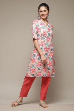 Peach LIVA Straight Kurta image number 0